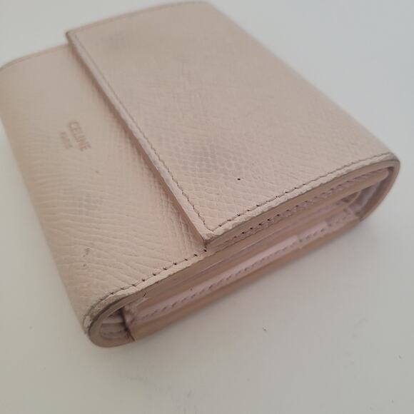 Celine Trifold Compact Wallet Light Pink Leather Small Card Bill Coin Holder - Picture 12 of 14
